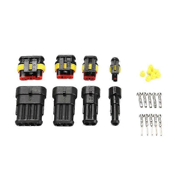 352 st Vattentäta HID-kontakter 1/2/3/4-stift 26 Set Bil Elektrisk Kabelkontakt Plugg Lastbil Kabelhärva 300V 12A-Xin