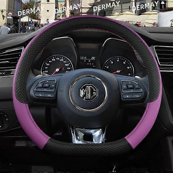 Passer for MG HS ZS EV MG3 3SW MG5 MG6 MG7 ZR EHS EZS GT 9 Farger Bil Ratthjultrekk PU Lær Anti-Skli Bildeler - Xin D shape Purple