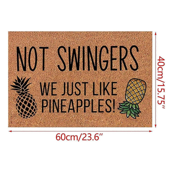 Black Friday 2023 Omvendt Ananas Dørmåtte, 60 x 40 cm Indendørs Udendørs Entré Dørmåtte Skridsikker Sød Frugt Dekorativt Tæppe til Julefrokost - Xin A
