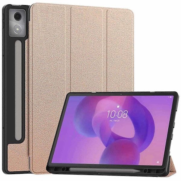 Fodral för Lenovo Idea Tab Pro Tri-Fold Ställ Läder PC Tablet Skydd med Pennhållare - Roséguld-Xin Rose Gold