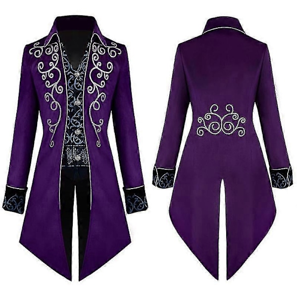 Miesten Steampunk Vintage Takki, Goottilainen Viktoriaaninen Smokkitakki - Xin PURPLE XL