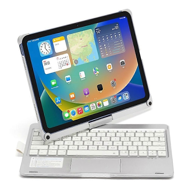 för iPad 10.9 (2022) Trackpad Bakgrundsbelyst Tangentbord med Tablet Fodral-Xin Silver