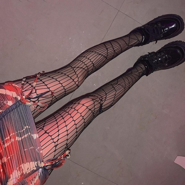 Halloween Spider Web Black Tights Dam Sexiga Hollow Ripped Fishnet Tights Sheer Mesh Witch Cosplay Strumpor-Xin