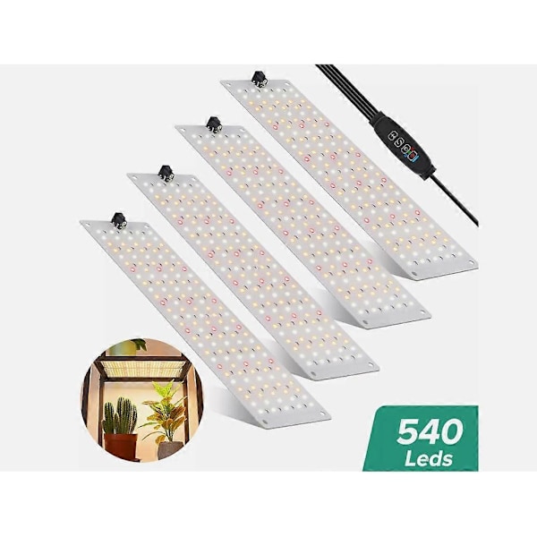 540 LED Vekstlys Fullspektrum Innendørs Plantevekstlampe 4 Panel Dimbar Timer-xindaren