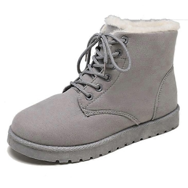 Dam Plus Size Snörning Mocka Ankel Päls Snökängor-xindaren Gray 40