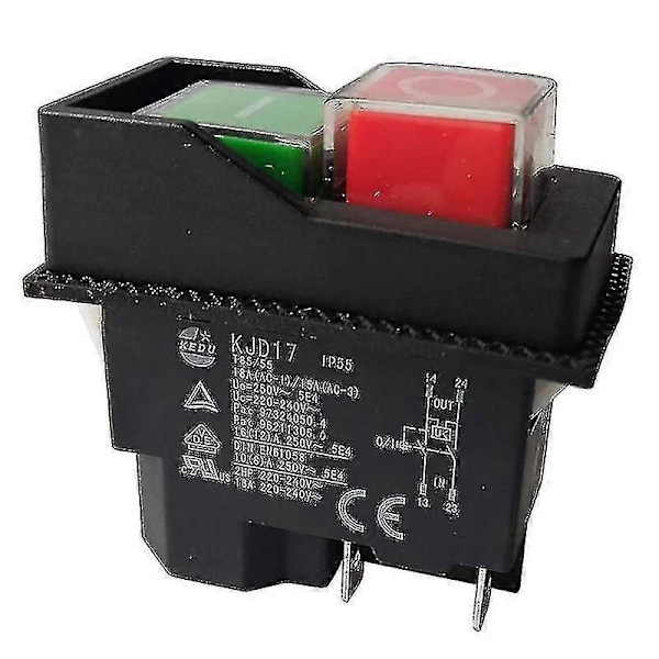Magnetbrytare tryckknappsbrytare kompatibel med trädgårdsredskap Kjd17 220v 4-stifts terminal-Xin