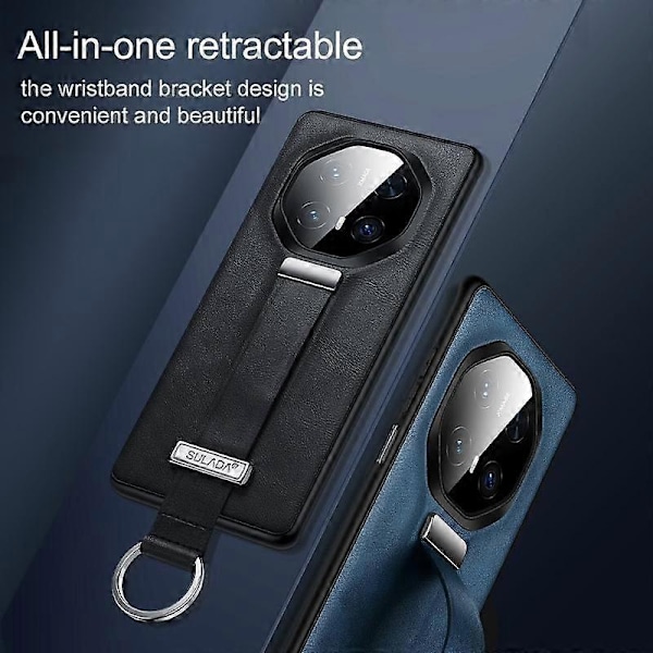 PC Hybrid PU Tekstur Deksel Kompatibelt med Huawei Mate 70 RS Ultimate-xindaren Blue