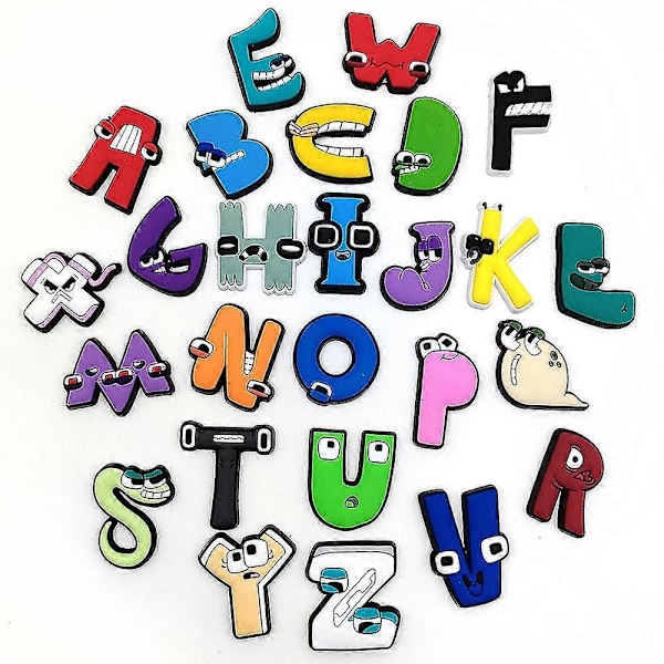 26 stk. Alphabet Lore Sko Charms Sko Dekoration Tegneserie Bogstav Charms til DIY Croc Træsko Sandaler Armbånd Håndledsbånd Dekoration Tilbehør -xindaren