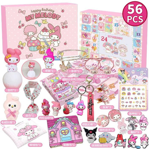 Adventskalendere, Sanrio-figurer i blinde bokser, leker for jenter, nedtelling til jul, julepynt - Xin Melody