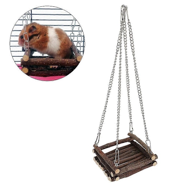 Trä Hamster Gunga Hängmatta Litet Husdjursleksak Molar Tillbehör Bur Tillbehör-Xin
