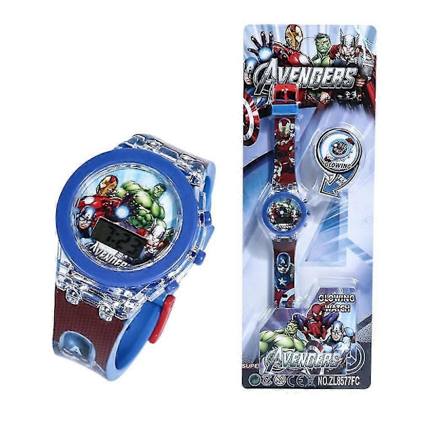 Barn Armbandsur Tecknad Flash Spiderman Frozen Elsa Utomhus Sportklockor med Justerbart Armband Födelsedag Påskgåva för Pojkar Flickor-Xin The Avengers