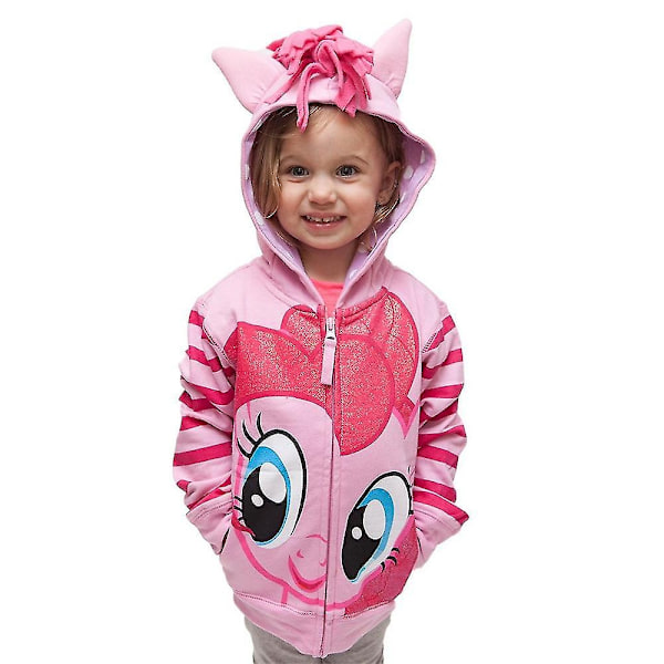 Børne Piger Drenge My Little Pony Regnbue Hoodie Jakke Vinger Stribet Sweatshirt Twilight Dash Hættetrøje Frakke-Xin Pink 5-6 Years