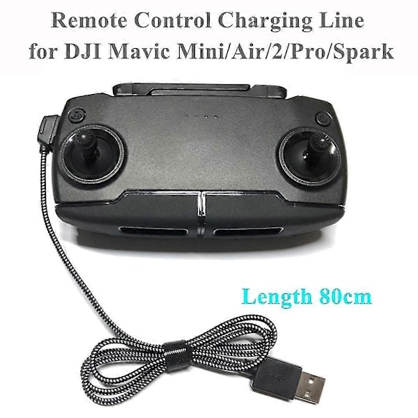 80cm til DJI Mavic Mini/Air/2/Pro/Spark Nylon Line Fjernbetjening USB Opladerkabel-Xin