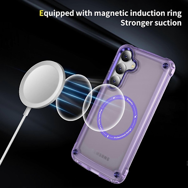 Telefonfodral för Samsung Galaxy S25 - Skin Touch TPU PC Skyddande Fodral Kompatibelt med MagSafe - Transparent Purp-Xin Transparent Purple