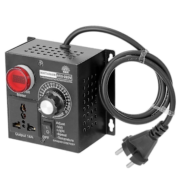 AC 220v 4000w Kompakt Variabel Spændingsregulator Bærbar Hastighed Temperatur Lys Spænding - Xin EU Plug