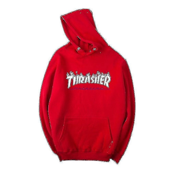 Unisex Thrasher Hoodie med Tryckt Text - Sweatshirt med Huva och Snodd - Xin Gray XL