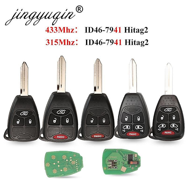 315/433Mhz ID46 Fjernkontroll Nøkkel for Dodge RAM JEEP Commander Compass Grand Cherokee Liberty Wrangler Chrysler-Xin 3 Butons Plus 1