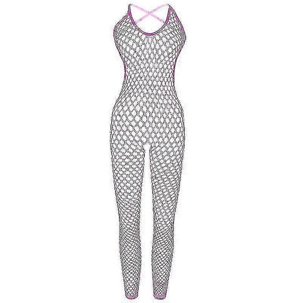 Sexy Dame Fiskenett Strømpebukser Body Suit Strømper Sling Uten Kopp Skrittløse Teddies Bodyer Bodystockings Dame Undertøy-xindaren blue