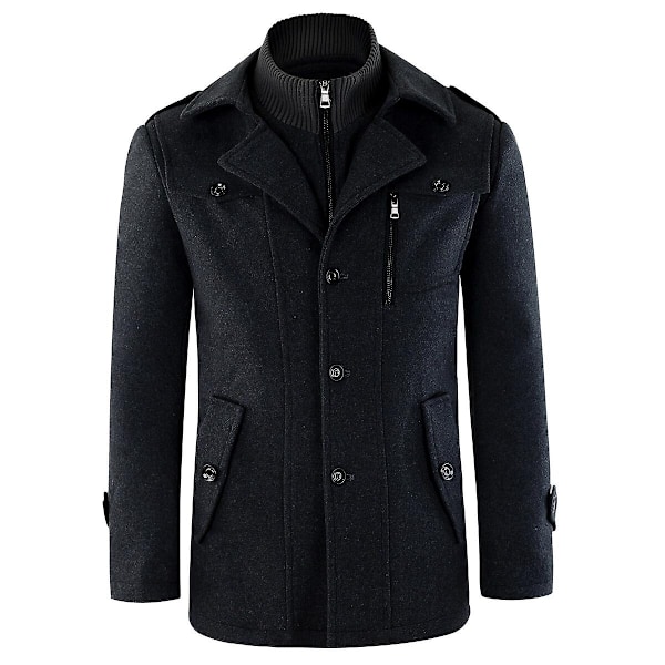 Herrar Dubbel Krage Fick Peacoat-Xin Black S