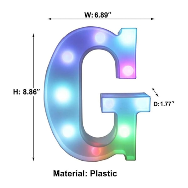 Värikkäät LED-kirjainvalot kaukosäätimellä - Juhla- ja baarikirjaimet valoilla, koristeet kotiin G