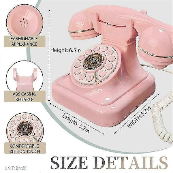 Audio Gästbok Telefon Retro Rotary Stil Antik Audio Gästbok Telefon Meddelande Röstinspelare Vintage Telefon-Xin Pink