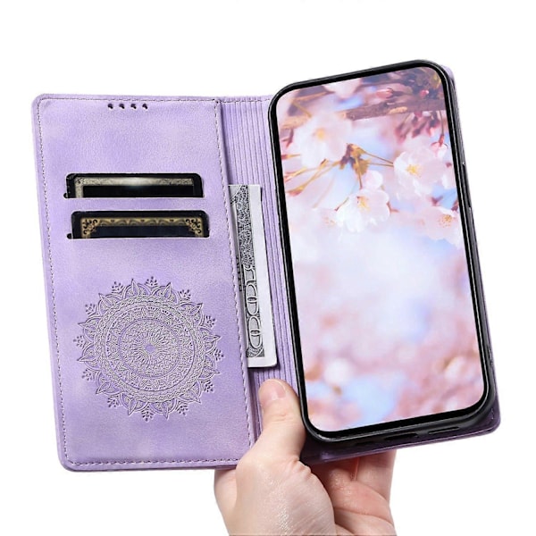 Læderetui med Mandala Blomst Tegnebog til Samsung Galaxy A55 5G - Xin Style E
