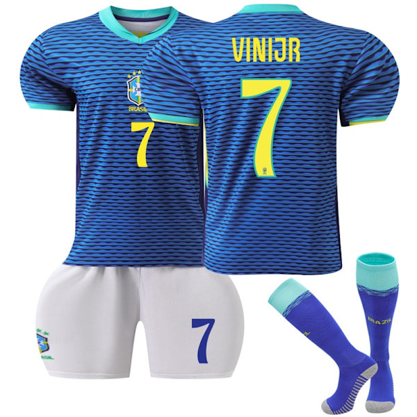 24-25 Brasil Borte Barn Fotballdraktsett Fotballdrakt Nr. 7 Vinicius VINI JR-Xin 26