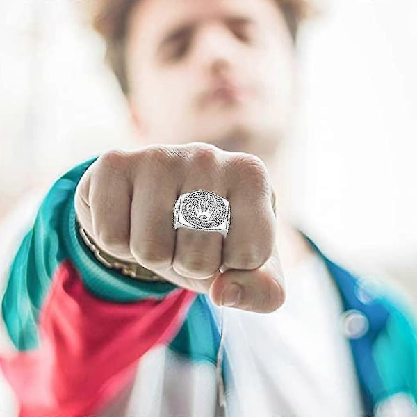 Ringer for menn Hip Hop Sølv Kongekrone Knust Hjerte Fingerring-Xin 7