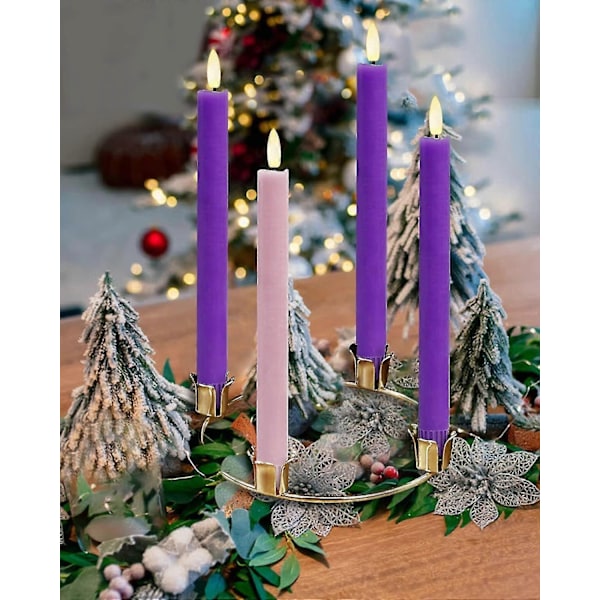 Flammeløse Adventslys Sæt - Batteridrevne LED Keglelys med Timer (4 Pak) - Xin