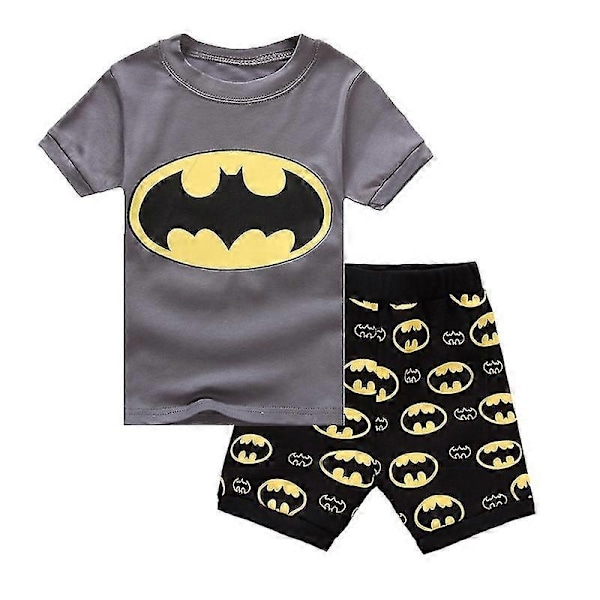 Børne T-shirt og Shorts Sæt til Drenge og Piger - Superhelt, Kortærmet, Sommer Casual Tøj - Xin Batman B 3-4 Years