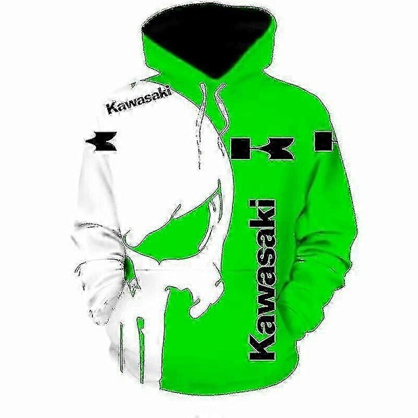2022 Kevään ja syksyn uusi Kawasaki 3D-tulostin digitaalinen painatus vetoketjullinen huppari moottoripyöräily juoksu huppari miehet naiset New-Xin 143 4XL