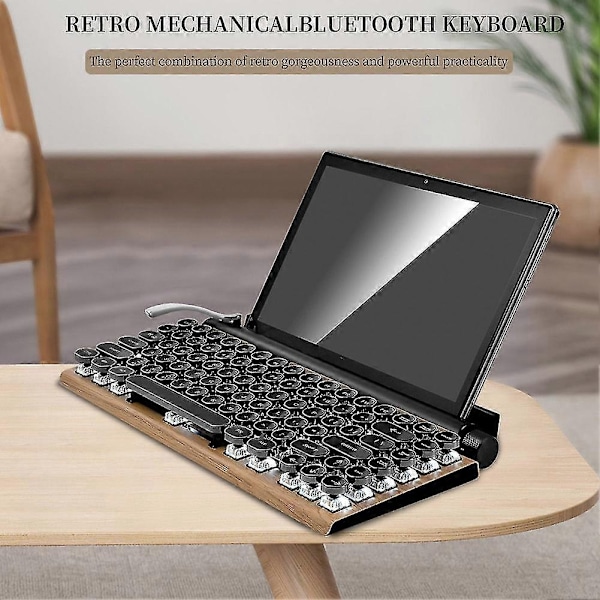 Retro Skrivmaskin Tangentbord Trådlöst Bluetooth Mekaniska Tangentbord 83 Tangenter Dator Tangentbord för Laptop PC Gaming-Xin