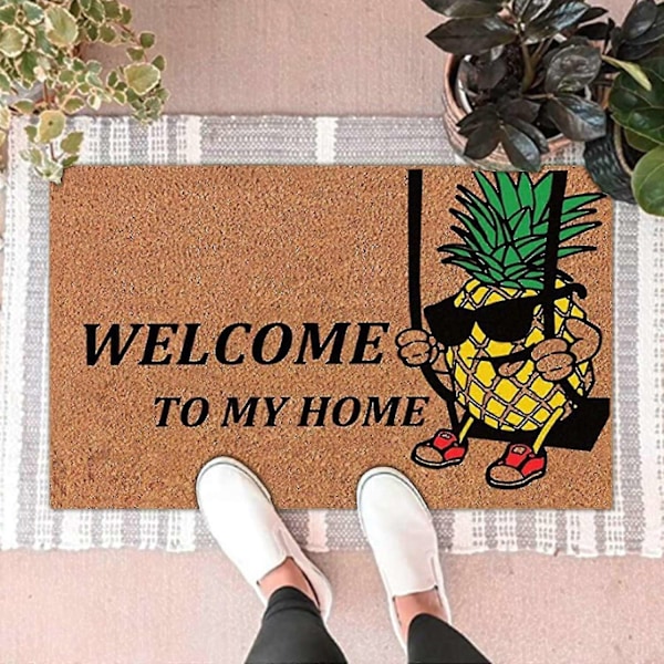 Black Friday 2023 Invertert Ananas Dørmatte, 60 x 40 cm Innendørs Utendørs Inngangsmatte Sklisikker Søt Frukt Dekorativt Teppe for Julebord - Xin D