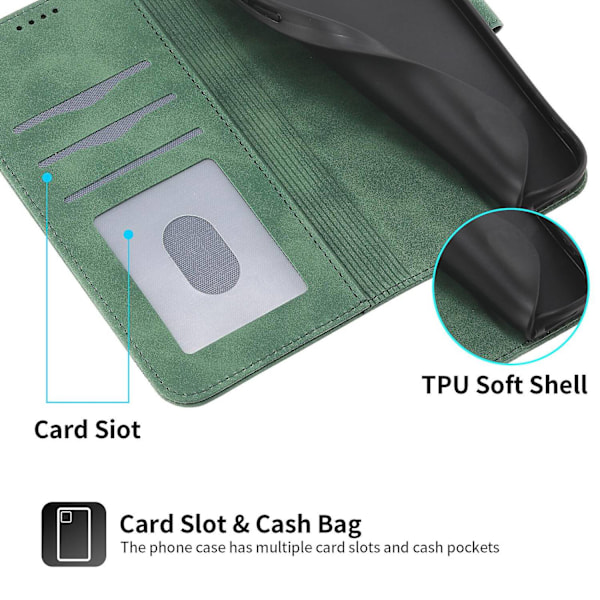 iPhone 12 Fodral, Läderplånboksfodral (med axelrem) - Xin Green