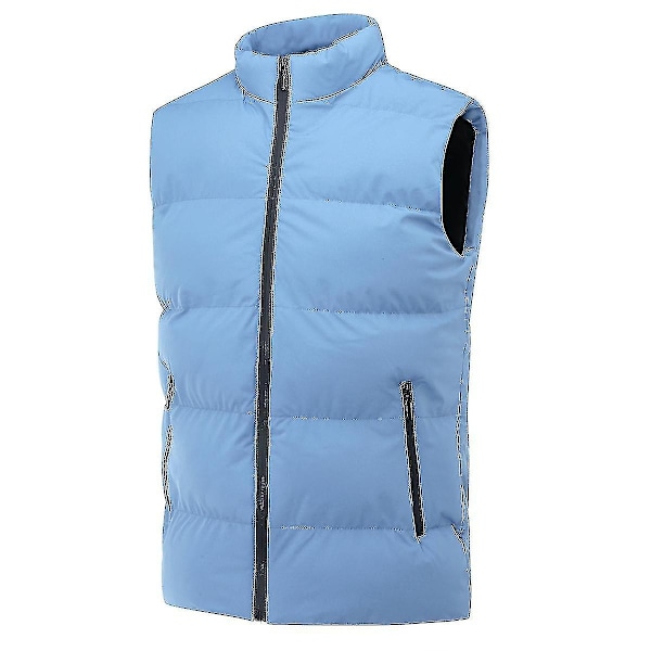 Lett, sammenleggbar dunvest uten ermer for menn - Quiltet, slank puffer-vest - Xin Blue XS