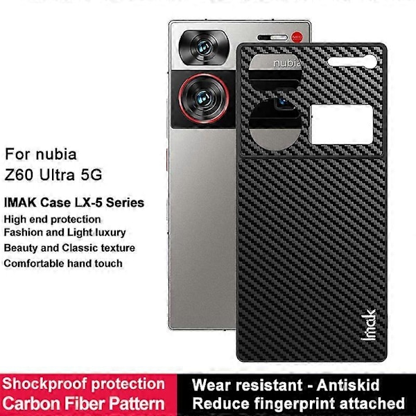 IMAK LX-5 serie for ZTE Nubia Z60 Ultra mobiltelefon deksel PU+TPU+PC bakdeksel-Xin Carbon Fiber Texture