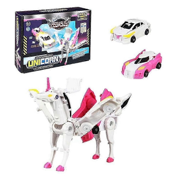 Kollision skapar en magisk enhörning, omedelbar transformationsrobotleksak, magnetisk koppling automatisk transformation barns gåva - Xin Pink