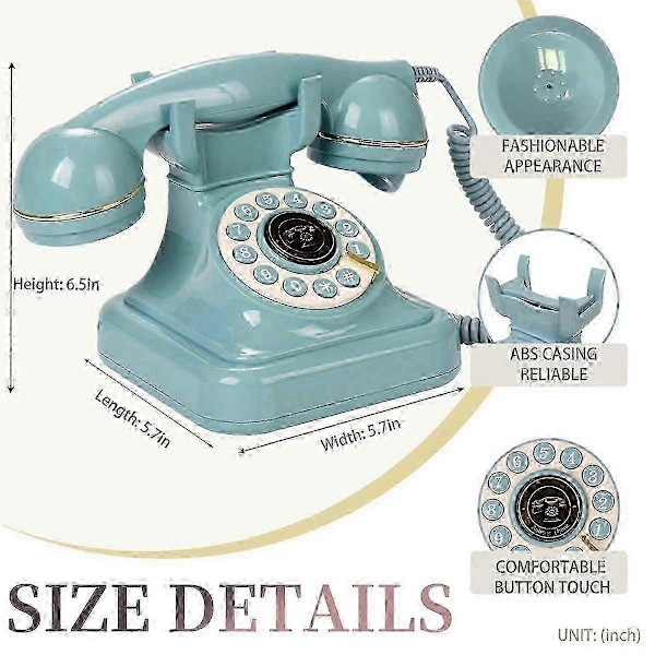 Audio Gjestebok Telefon Retro Dreieskive Stil Antikk Audio Gjestebok Telefon Melding Stemmeopptaker Vintage Telefon-Xin Blue