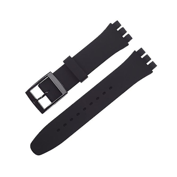 Passer for Swatch jelly tre-øye klassisk 12/17/19/20MM tre-spiss stjerne silikonrem-Xin Black 17mm