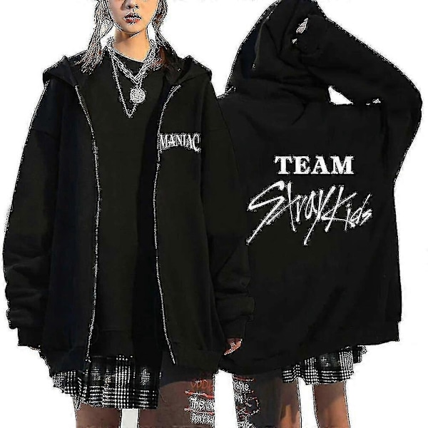 Stray Kids Hoodies Skzoo Tryckta Jackor Skz Hoodies Koreanska Kpop Konsert Jackor Stray Kids Sweatshirts Y2k Män Kvinnor-Xin Black12 3XL