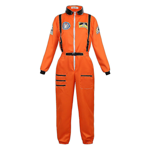 Astronautin puku avaruuspuku aikuiselle cosplay-asuun vetoketjullinen Halloween-asu pari lentohyppyasu pluskokoinen univormu-Xin Orange for Women M