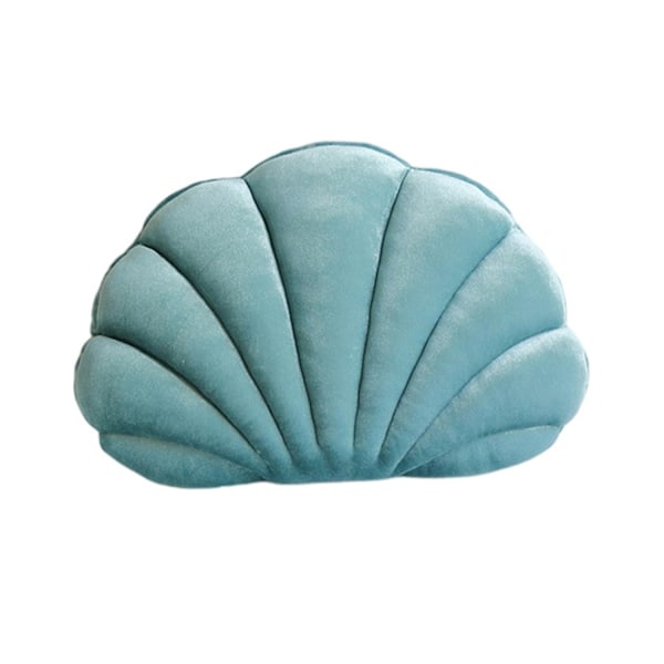 3D Fløyel Skjellpute Myk Innlegg Sjøskjell Hav Strand Tema Pyntepute Koselig Pute for Hjem Sofa Kontor Couch-xindaren Blue