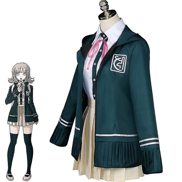 Anime Danganronpa: Trigger Happy Havoc Nanami Chiaki Cosplay Skjortor Toppar Kjolar Peruk Uniform Set Halloween Karneval Kostymer-Xin Costumes with wigs XL