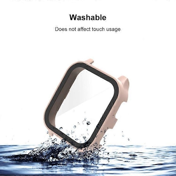 for Garmin Venu Sq2 PC + 9H Herdet Glass Integrert Beskyttende Klokkeveske-Xin Ivory White