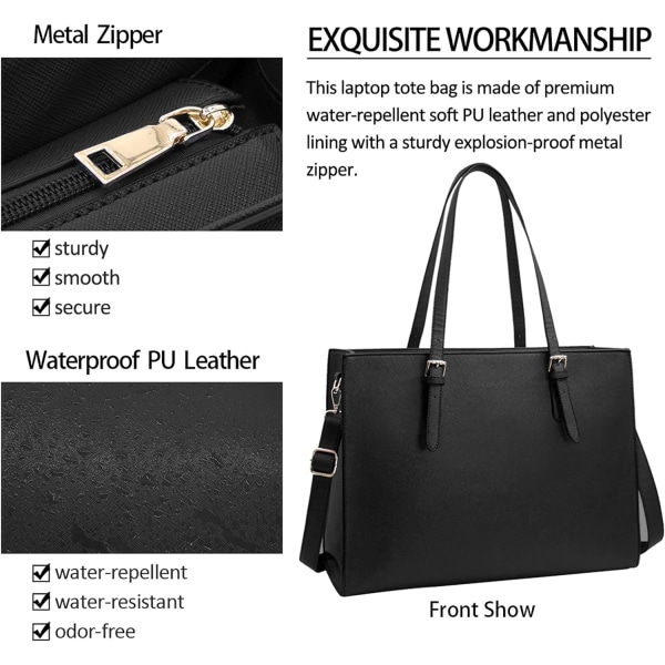 Kvinners Laptop Bag Vanntett Lett Lær 15,6 Tommer Com-Xin