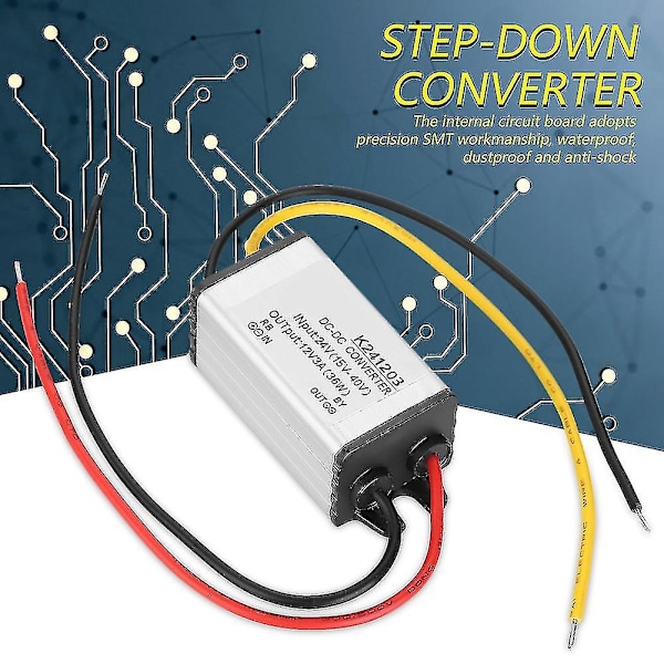 DC-DC-omvandlare 24V till 12V Hög Effektivitet Steg-Ned Strömförsörjning 3a-Xin