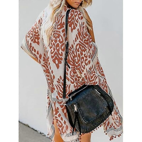 Dame Strand Hawaiiansk Ferie Lang Kimono Cardigans Badedragter Cover Ups-xindaren Black