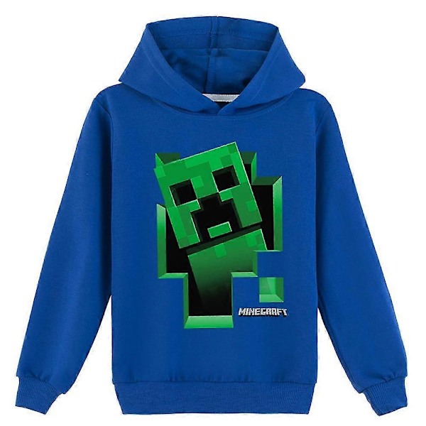 Hettegenser for barn gutter jenter Creeper trykt hettegenser genser langermet pullovers topper-xindaren Dark Blue 8-9Years