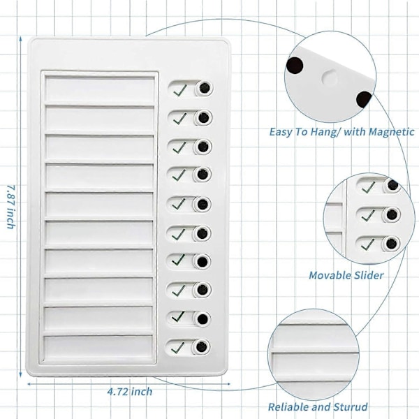 Lasten Kotitehtävätaulu - Minun Kotitehtävärutiini - Tyhjä Muovinen Tarkastustaulu 2 Irrotettavalla Korttipaperilla ja 4 Magneetti -Xin White Simplicity