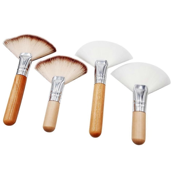 4 stk. Highlighters Fluffy Fan Brush Kort Skaft Ansigtsbørste Fan Brush Makeup Maske Børste Ansigtsbehandlinger Kvinder Ansigtsbørste-xindaren